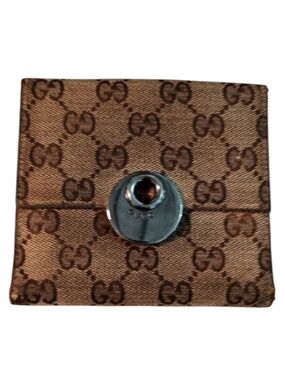 Authentic Gucci Bifold Wallet Eclipse GG Canvas Leather Beige Compact Women